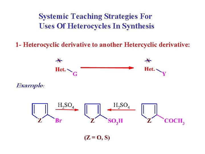 Systemic Teaching Strategies For Uses Of Heterocycles In Synthesis 1 - Heterocyclic derivative to