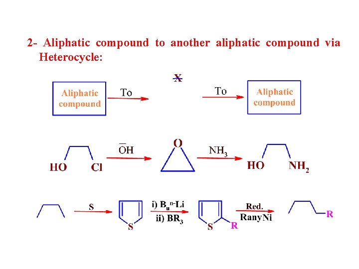 2 - Aliphatic compound to another aliphatic compound via Heterocycle: 