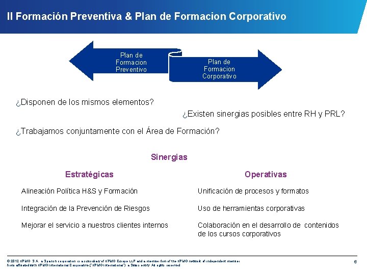 II Formación Preventiva & Plan de Formacion Corporativo Plan de Formacion Preventivo Plan de