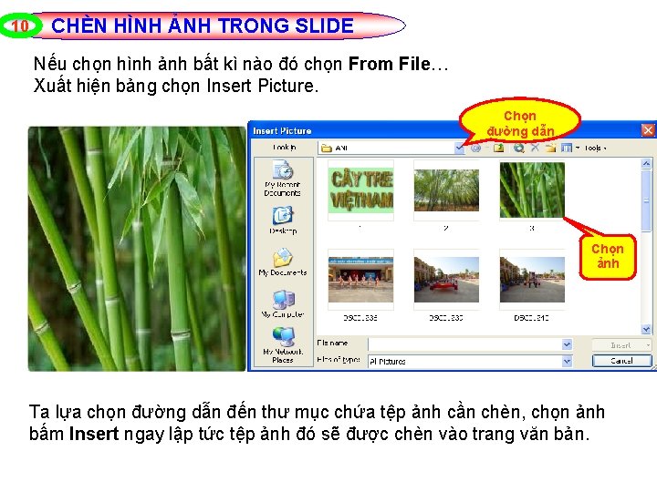 10 CHÈN HÌNH ẢNH TRONG SLIDE Nếu chọn hình ảnh bất kì nào đó