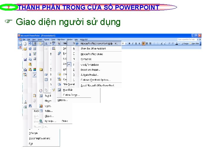 2 THÀNH PHẦN TRONG CỬA SỔ POWERPOINT Giao diện người sử dụng 