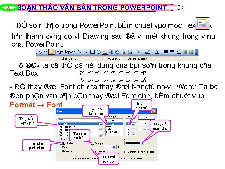 6 SOẠN THẢO VĂN BẢN TRONG POWERPOINT ĐÓ so¹n th¶o trong Power. Point bÊm