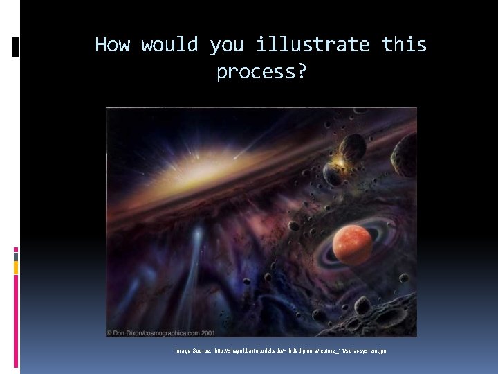 How would you illustrate this process? Image Source: http: //shayol. bartol. udel. edu/~rhdt/diploma/lecture_11/solar-system. jpg