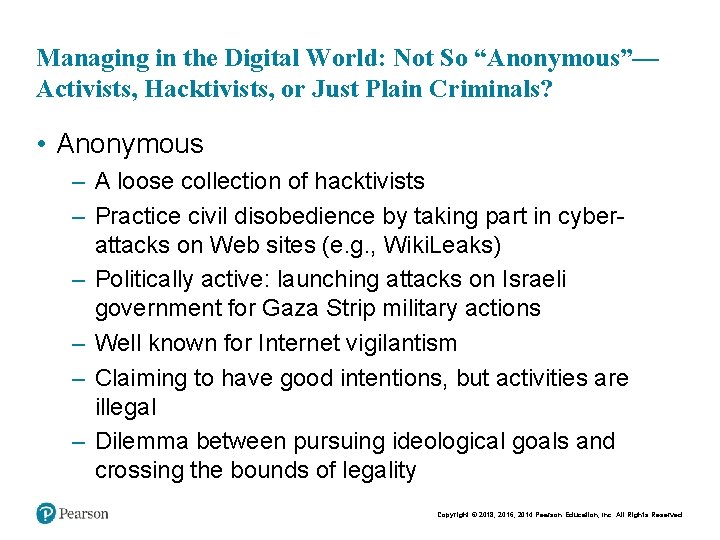 Managing in the Digital World: Not So “Anonymous”— Activists, Hacktivists, or Just Plain Criminals?