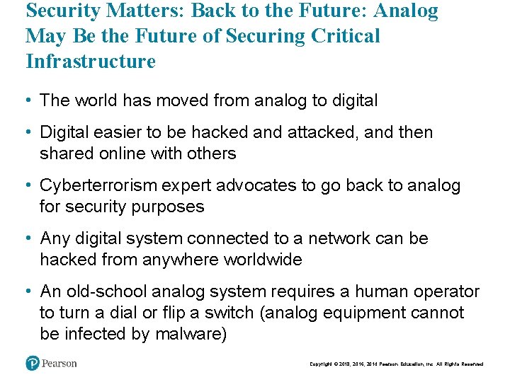 Security Matters: Back to the Future: Analog May Be the Future of Securing Critical