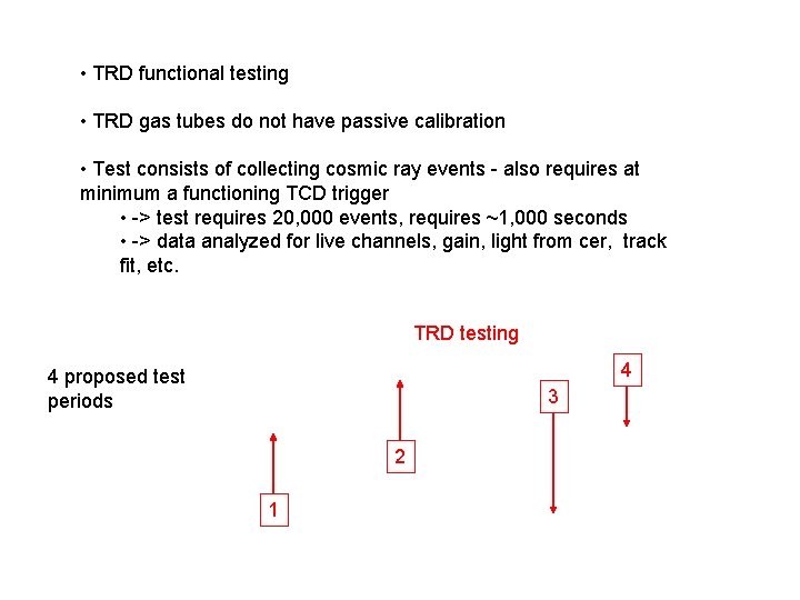  • TRD functional testing • TRD gas tubes do not have passive calibration