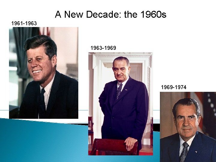 A New Decade: the 1960 s 1961 -1963 -1969 -1974 
