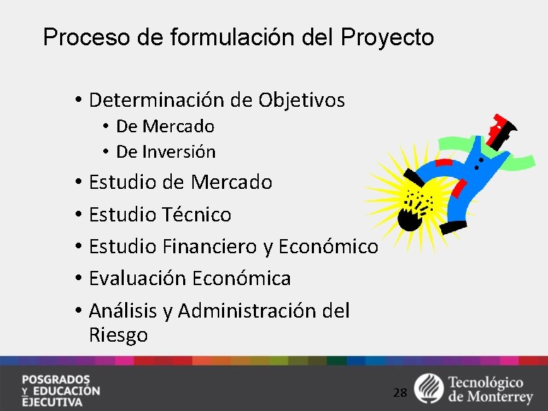 Proceso de formulación del Proyecto • Determinación de Objetivos • De Mercado • De