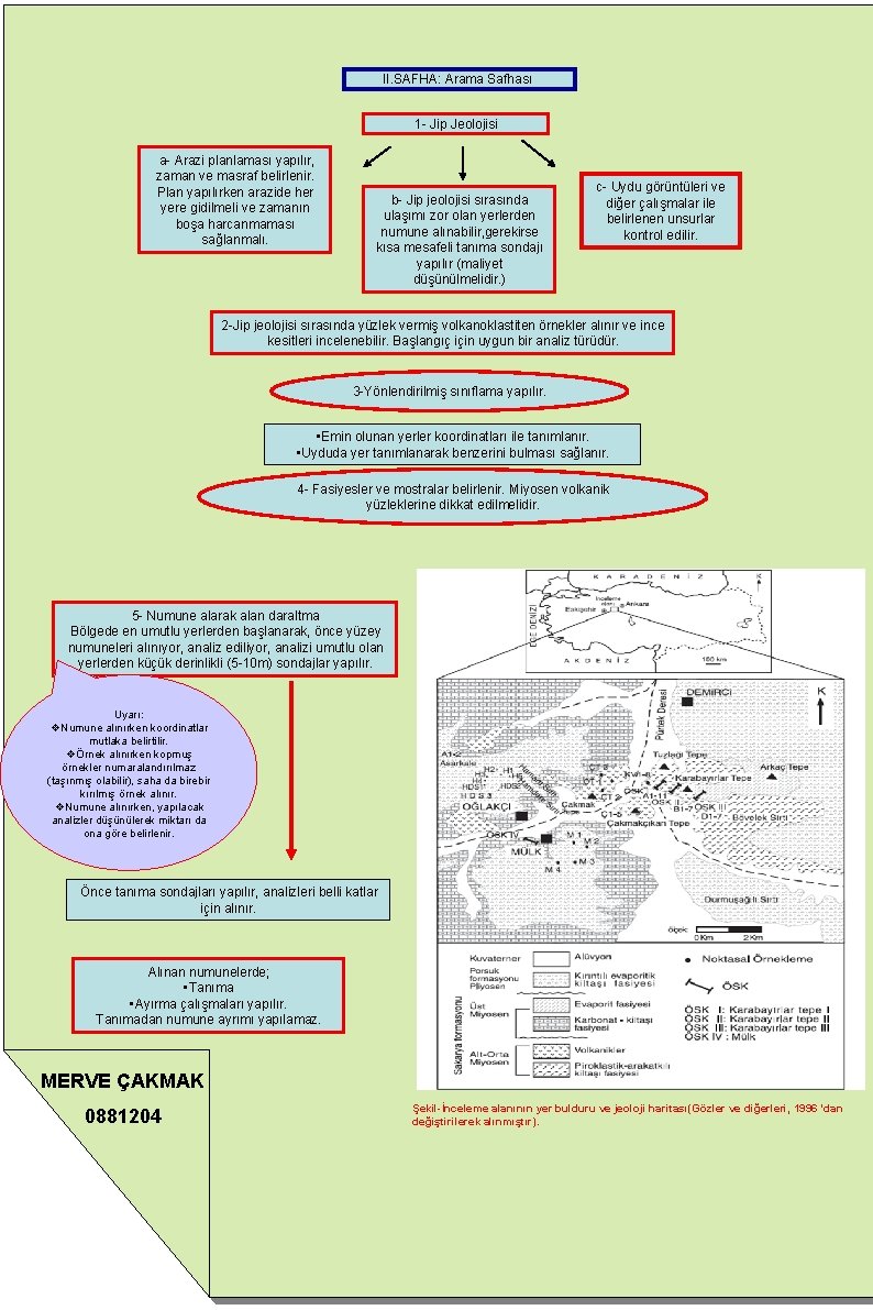 II. SAFHA: Arama Safhası 1 - Jip Jeolojisi a- Arazi planlaması yapılır, zaman ve