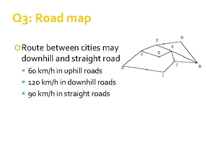 Q 3: Road map Route between cities may contain uphill, downhill and straight roads