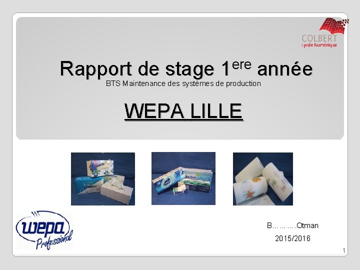 Rapport de stage 1 ere année BTS Maintenance des systèmes de production WEPA LILLE