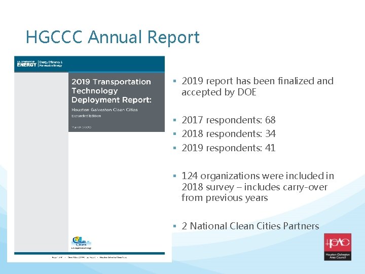 HGCCC Annual Report § 2019 report has been finalized and accepted by DOE §