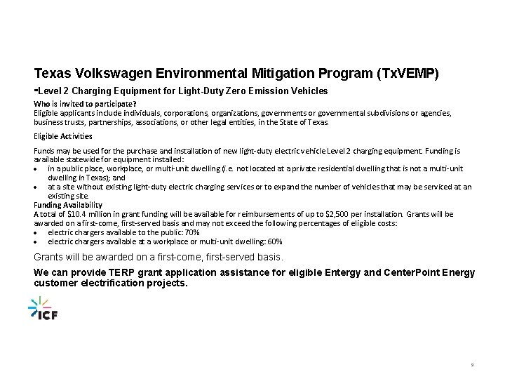 Texas Volkswagen Environmental Mitigation Program (Tx. VEMP) -Level 2 Charging Equipment for Light-Duty Zero