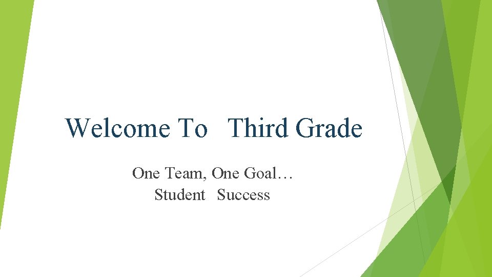Welcome To Third Grade One Team, One Goal… Student Success 