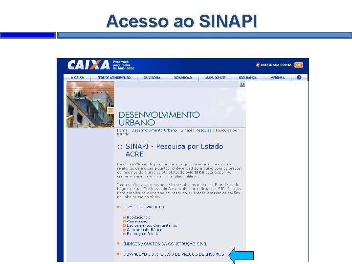 Acesso ao SINAPI 