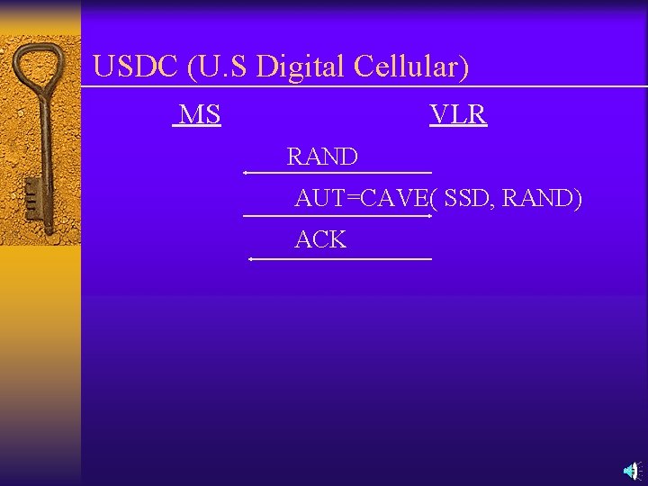 USDC (U. S Digital Cellular) MS VLR RAND AUT=CAVE( SSD, RAND) ACK USDC (U. S Digital Cellular) MS VLR RAND AUT=CAVE( SSD, RAND) ACK