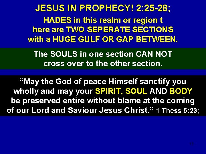 JESUS IN PROPHECY! 2: 25 -28; HADES in this realm or region t here