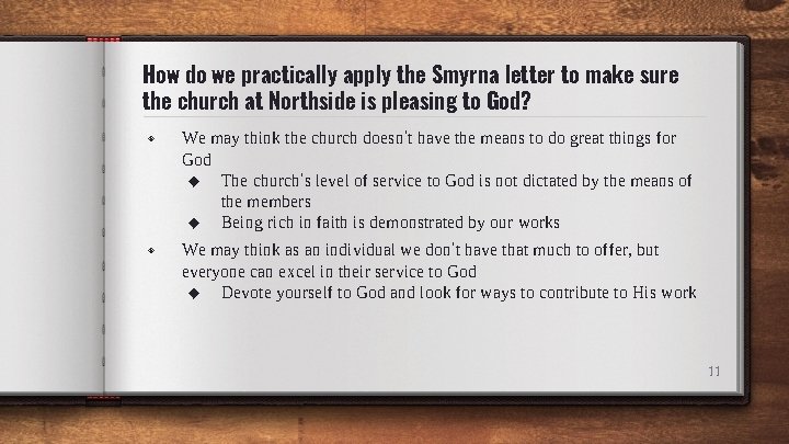 How do we practically apply the Smyrna letter to make sure the church at