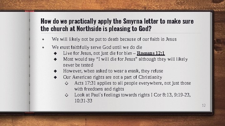 How do we practically apply the Smyrna letter to make sure the church at