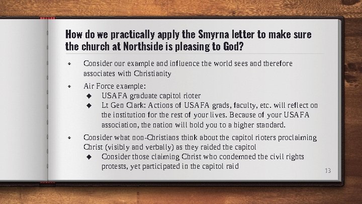 How do we practically apply the Smyrna letter to make sure the church at