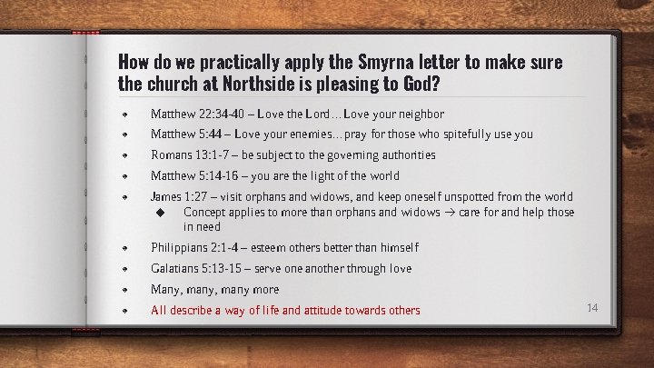 How do we practically apply the Smyrna letter to make sure the church at