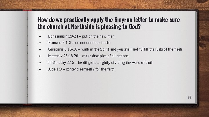 How do we practically apply the Smyrna letter to make sure the church at