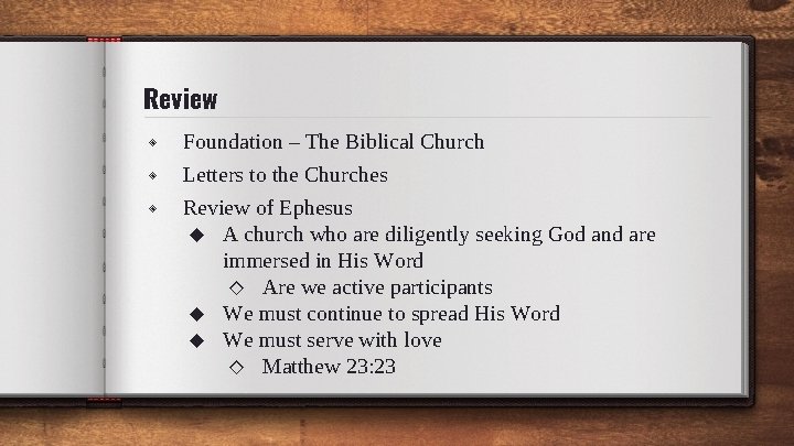 Review ◈ ◈ ◈ Foundation – The Biblical Church Letters to the Churches Review