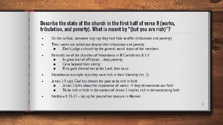 Describe the state of the church in the first half of verse 9 (works,