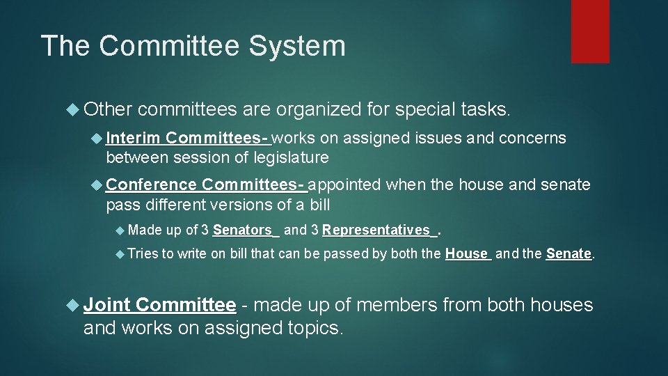 Just the Facts The Legislative Branch of Government
