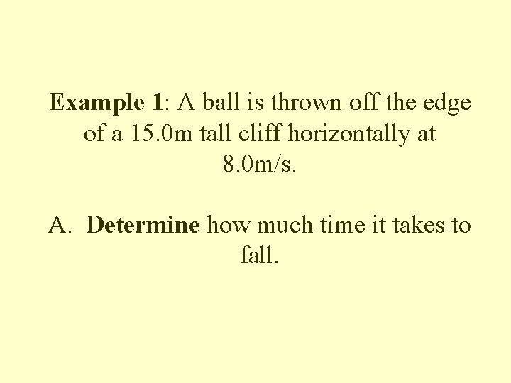 Example 1: A ball is thrown off the edge of a 15. 0 m