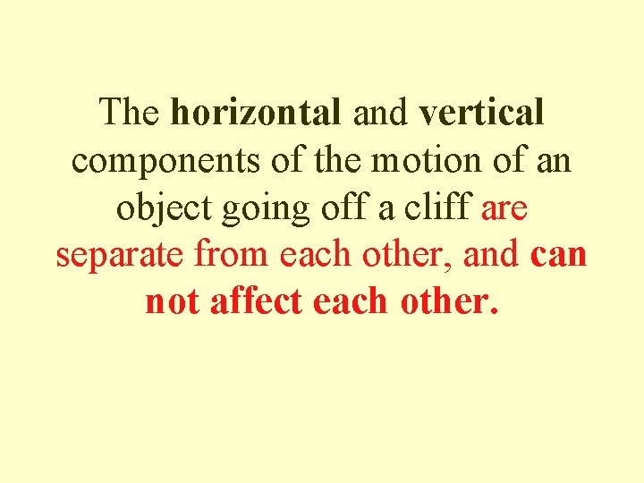 The horizontal and vertical components of the motion of an object going off a