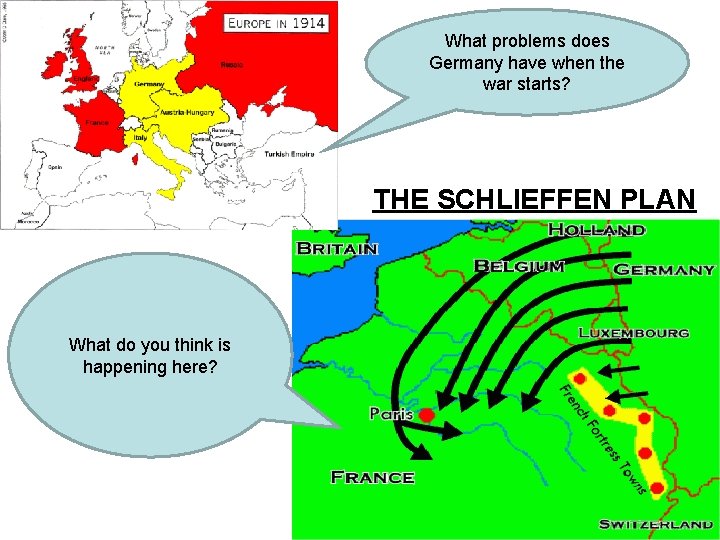 What problems does Germany have when the war starts? THE SCHLIEFFEN PLAN What do