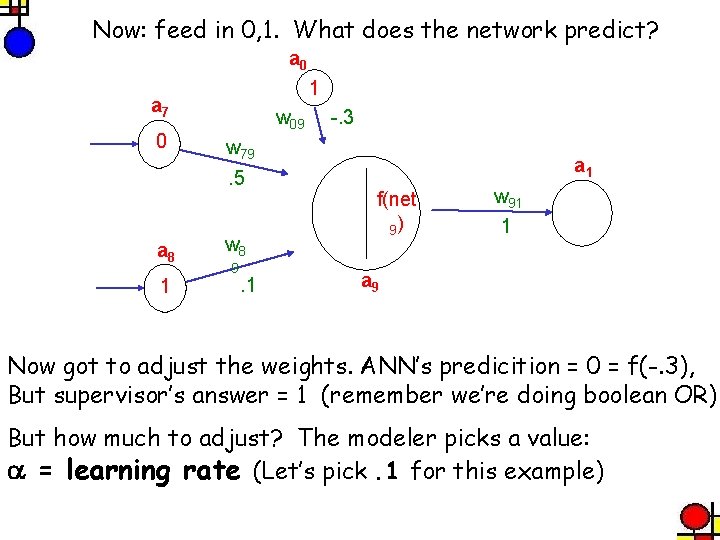 Now: feed in 0, 1. What does the network predict? a 0 1 a