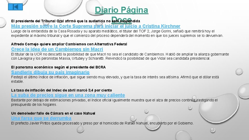 Diario Página El presidente del Tribunal Oral afirmó que la audiencia no Doce está