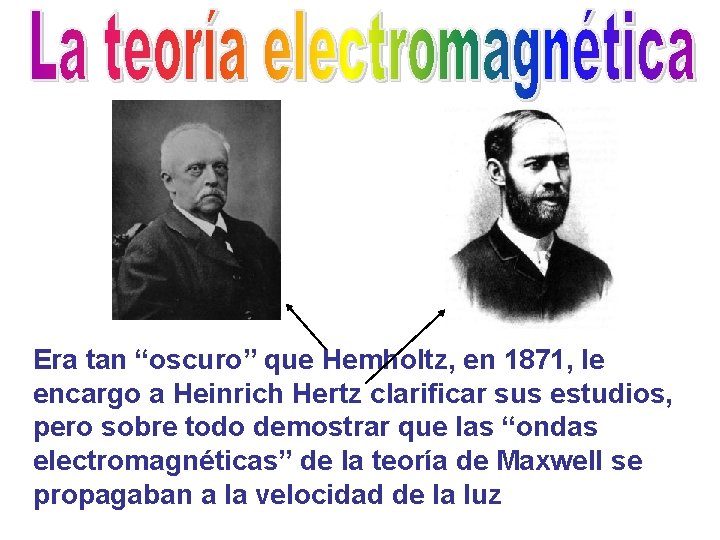 Era tan “oscuro” que Hemholtz, en 1871, le encargo a Heinrich Hertz clarificar sus