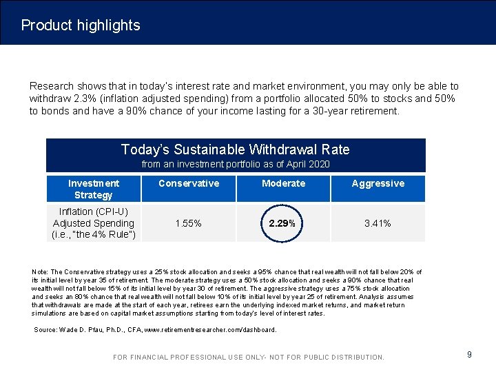 Product highlights Research shows that in today’s interest rate and market environment, you may