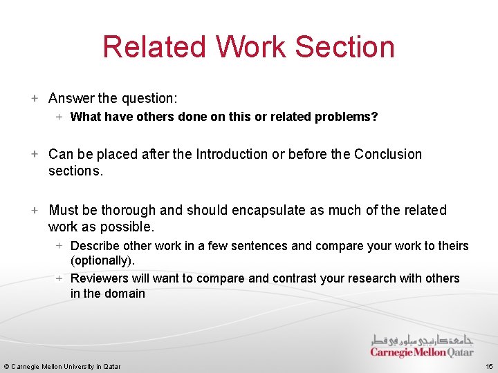 Related Work Section Answer the question: What have others done on this or related