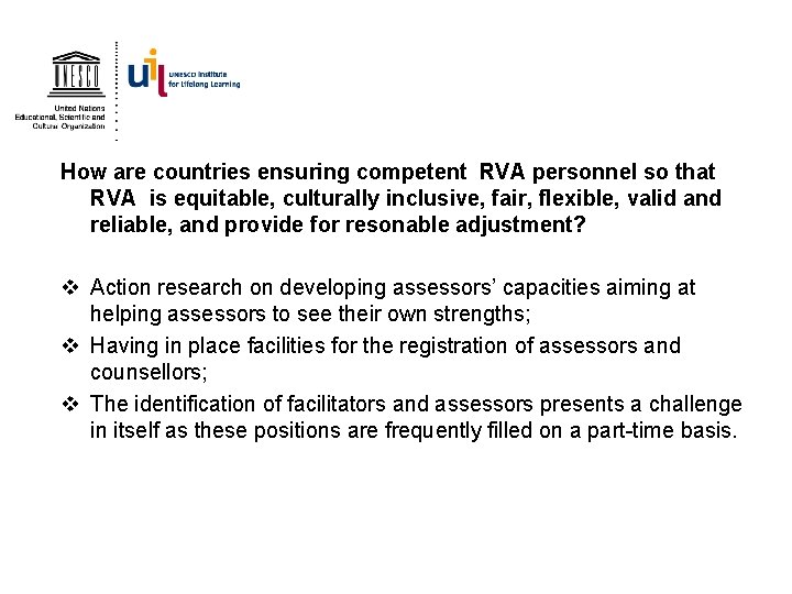 How are countries ensuring competent RVA personnel so that RVA is equitable, culturally inclusive,