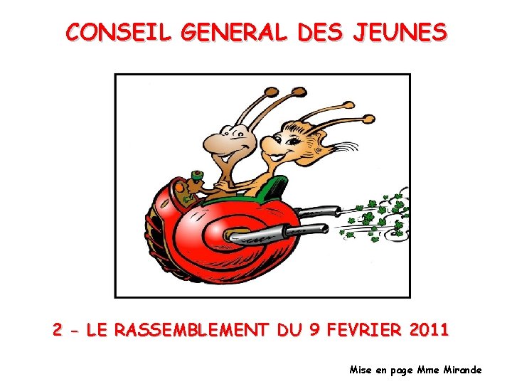 CONSEIL GENERAL DES JEUNES 2 - LE RASSEMBLEMENT DU 9 FEVRIER 2011 Mise en