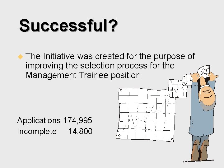 Successful? u The Initiative was created for the purpose of improving the selection process