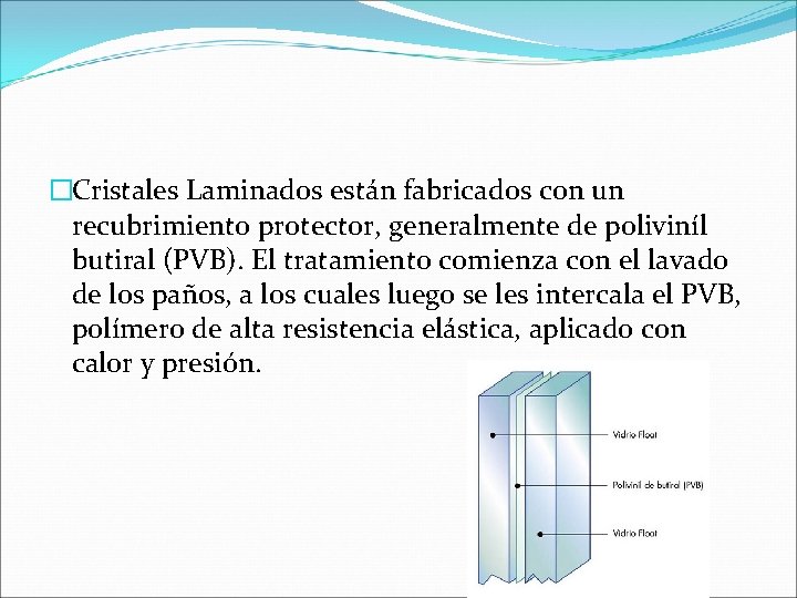 �Cristales Laminados están fabricados con un recubrimiento protector, generalmente de poliviníl butiral (PVB). El