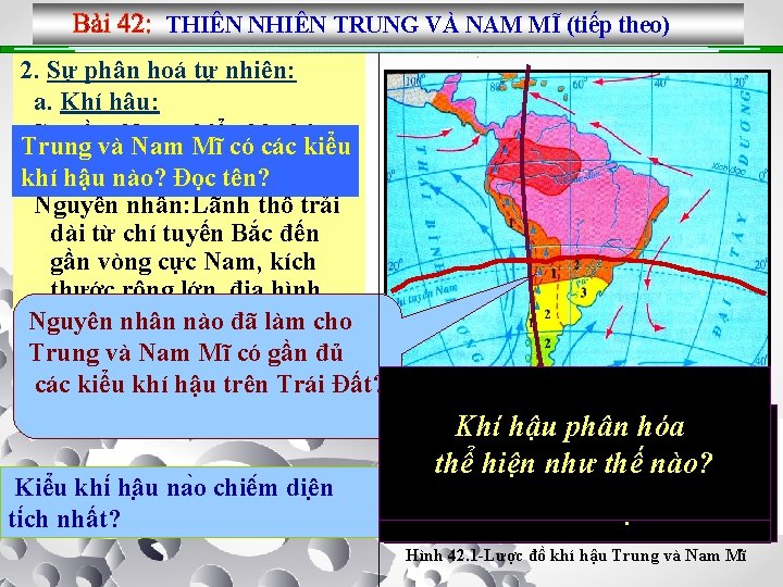 THIÊN NHIÊN TRUNG VÀ NAM MĨ (tiếp theo) 2. Sự phân hoá tự nhiên: