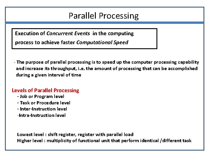 Parallel Processing Execution of Concurrent Events in the computing process to achieve faster Computational