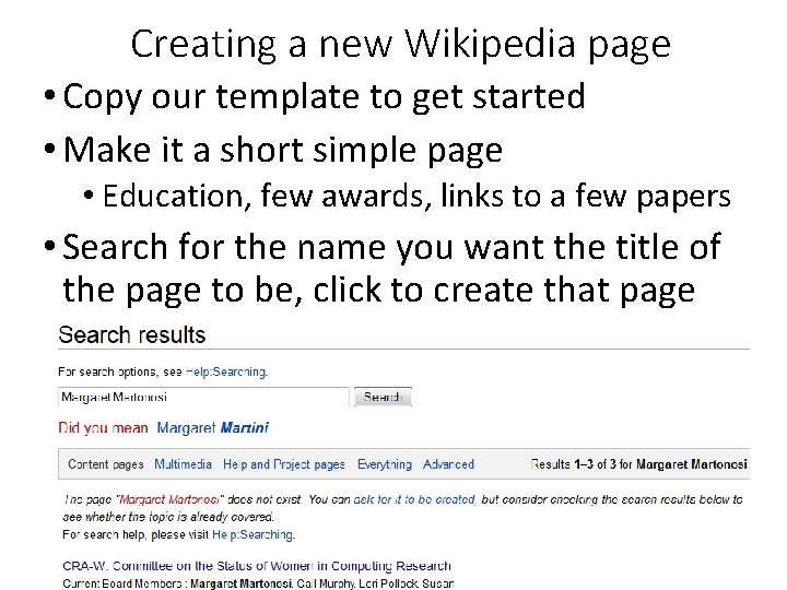 Creating a new Wikipedia page • Copy our template to get started • Make