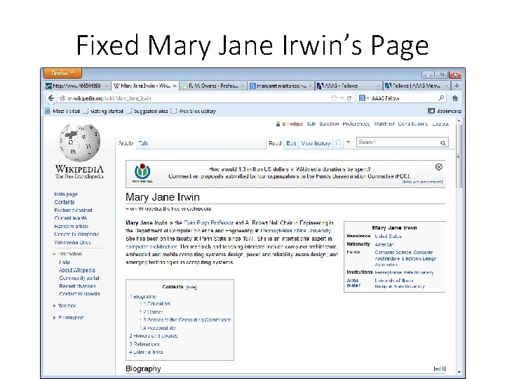 Fixed Mary Jane Irwin’s Page 