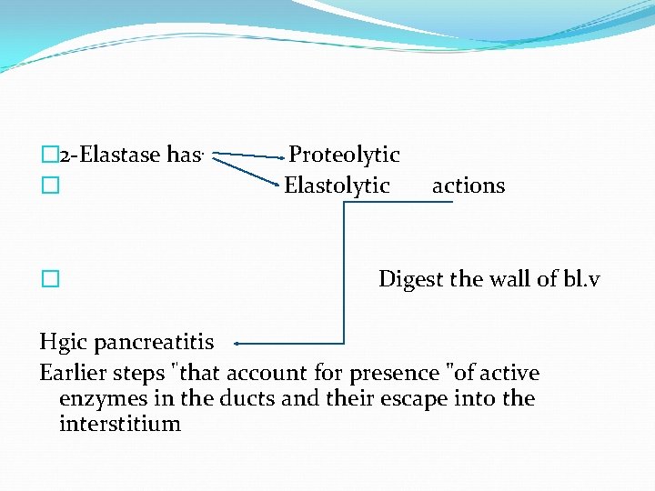 � 2 Elastase has. � � Proteolytic Elastolytic actions Digest the wall of bl.