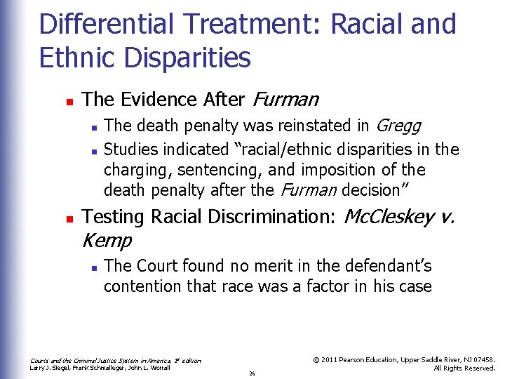 Differential Treatment: Racial and Ethnic Disparities n The Evidence After Furman n The death