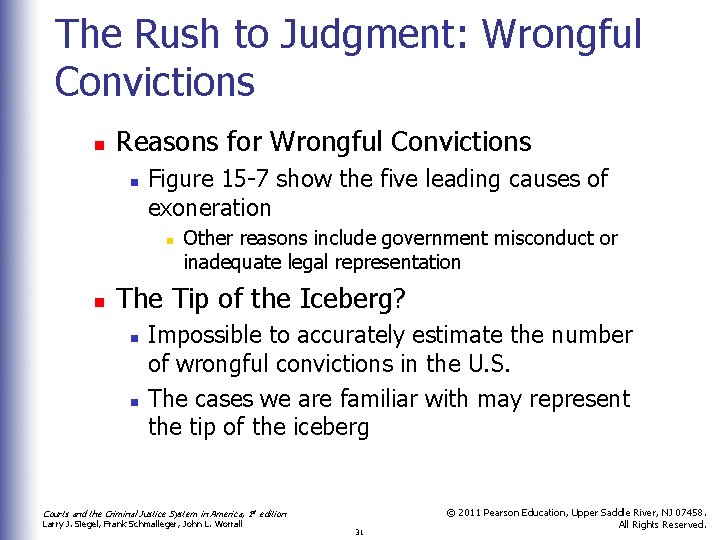 The Rush to Judgment: Wrongful Convictions n Reasons for Wrongful Convictions n Figure 15
