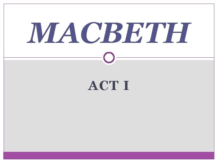 MACBETH ACT I 