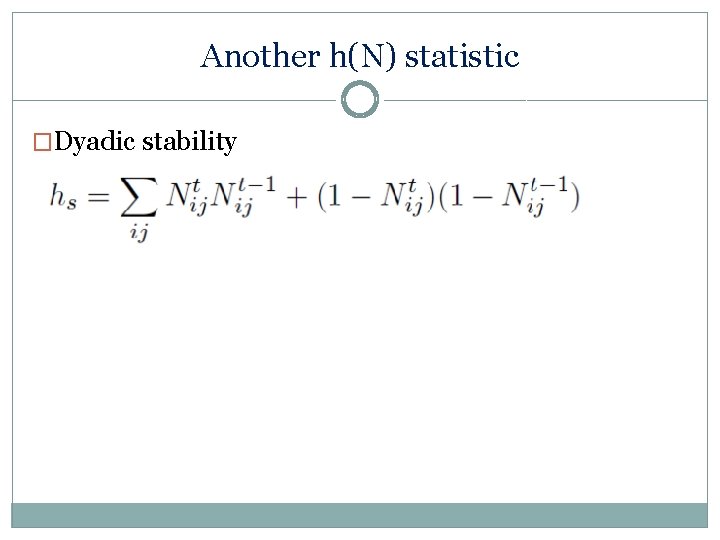 Another h(N) statistic �Dyadic stability 